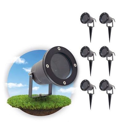 6er-Set Gartenleuchten PORTO Gartenstrahler Außenlampe für Garten Terrasse GU10