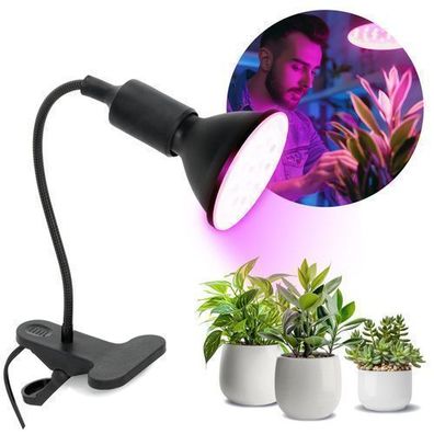 Pflanzenlampe + Pflanzenwachstum Glühbirne Set 9W Schwarz für Wachstum Beleuchtung
