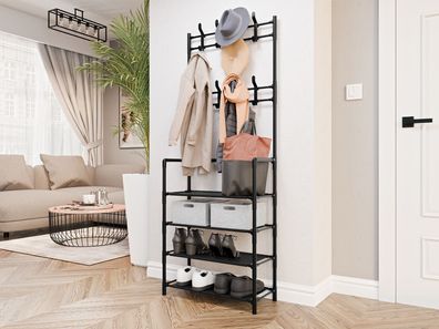 Regal Kaspir Kleiderständer Standregal Regale mit Haken Garderoben-Set M24