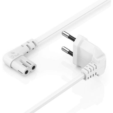 Euro-Netzkabel gewinkelt 5m Weiß