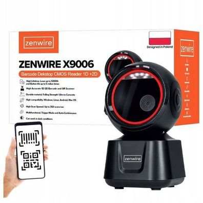 Barcode-Scanner QR 1D 2D USB Kabelgebunden Stationär EAN GS1 Zenwire X9006