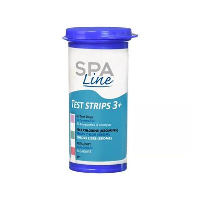 SpaLine Test Strips 3+ Teststreifen 50 Wasserteststreifen für pH, Chlor, Brom, Alkal