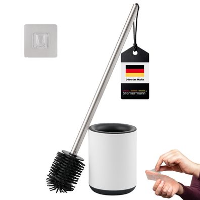 bremermann WC-Garnitur Barbena mit flexibler TPR-Bürste, Edelstahlgriff, weiß