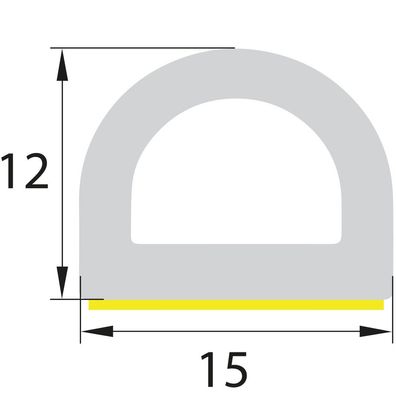 DP8 EPDM Moosgummi Halbrundprofil D Profil 15x12 mm selbstklebend Gummidichtung
