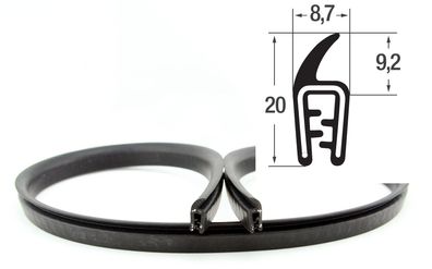 DF1Kantenschutz Dichtungs Fahnen Profil EPDM Gummi Dichtung Klemmbereich 1-2 mm