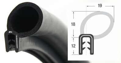 DO28 - EPDM Kantenschutz Dichtungs Profil Gummi Dichtung oben - Klemmbereich 2 - 3 mm