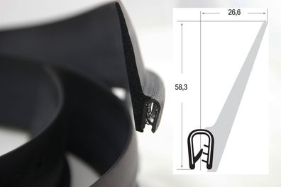 DF12 - Kantenschutz Dichtungs Profil Dichtung PVC/EPDM - Klemmbereich 2-4 mm