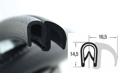 DF17 - Kantenschutz Dichtungs Profil Dichtung PVC/EPDM - Klemmbereich 1-4 mm