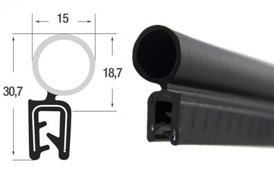 DO29 - EPDM Kantenschutz Dichtungs Profil Gummi Dichtung oben - Klemmbereich 1 - 3 mm