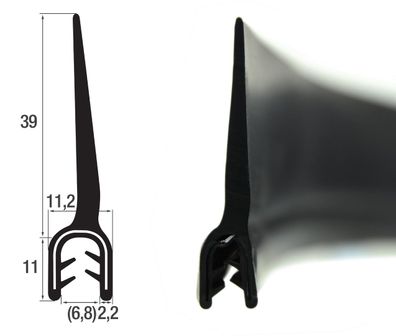DF14 - EPDM Kantenschutz Dichtungs Fahnen Profil Gummi Dichtung - Klemmbereich 2-4 m