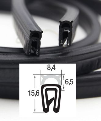 DO3 - EPDM Kantenschutz Dichtungs Profil Gummi Dichtung oben - Klemmbereich 1 - 2 mm