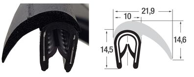 DF19 - Kantenschutz Dichtungs Profil Dichtung PVC/EPDM - Klemmbereich 1-4 mm