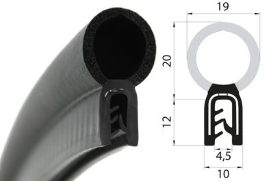DO34 - EPDM Kantenschutz Dichtungs Profil Gummi Dichtung oben - Klemmbereich 1 - 2 mm