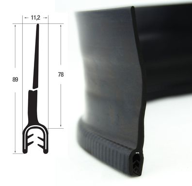 DF22 - EPDM Kantenschutz Dichtungs Fahnen Profil Gummi Dichtung - Klemmbereich 2-4 mm