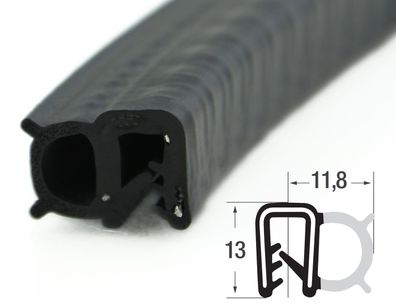DS16 - NBR Kantenschutz Dichtungs Profil Gummi Dichtung seitlich - Klemmbereich 2 mm