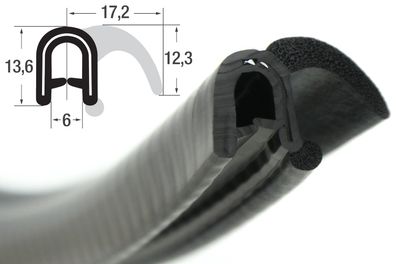 DF16 - EPDM Kantenschutz Dichtungs Fahnen Profil Gummi Dichtung - Klemmbereich 2-5 m