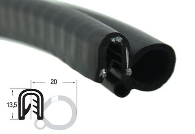 DS21 - EPDM Kantenschutz Dichtungs Profil Gummi Dichtung seitlich - Klemmbereich 2 mm