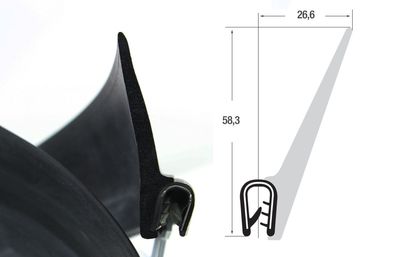DF9 - Kantenschutz Dichtungs Profil Dichtung PVC/EPDM - Klemmbereich 4-6 mm