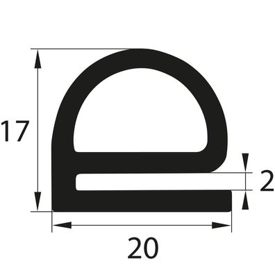 DP24 EPDM Vollgummi Halbrundprofil Hohlprofil D Profil 20x17 mm Gummidichtung