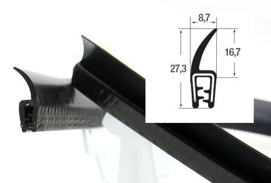 DF4 - EPDM Kantenschutz Dichtungs Fahnen Profil Gummi Dichtung - Klemmbereich 1-3 mm