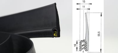 DF8 - Kantenschutz Dichtungs Profil Dichtung PVC/EPDM - Klemmbereich 1-4 mm