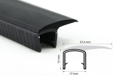DF23 - Kantenschutz Dichtungs Profil Dichtung PVC/EPDM - Klemmbereich 9-12 mm