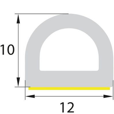 DP7 EPDM Moosgummi Halbrundprofil D Profil 12x10 mm selbstklebend Gummidichtung