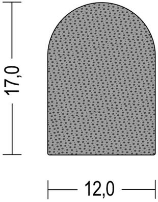 DP6-G EPDM Moosgummi Halbrundprofil D-Profil 12x17 mm Gummidichtung Türdichtung