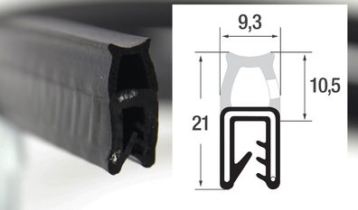 DO2 - EPDM Kantenschutz Dichtungs Profil Gummi Dichtung oben - Klemmbereich 1 - 3 mm