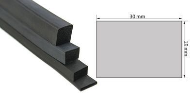VKP20x30 Moosgummi EPDM - Vierkantprofil 20x30 mm Gummiprofil, Profilgummi, Rechteck