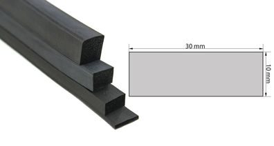 VKP10x30 Moosgummi EPDM - Vierkantprofil 10x30 mm Gummiprofil, Profilgummi, Rechteck