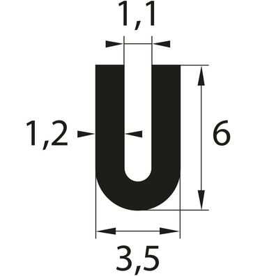 V59 Fassungsprofil Fassungsbereich 1,1 mm Kantenschutz EPDM Gummiprofil Gummidichtung