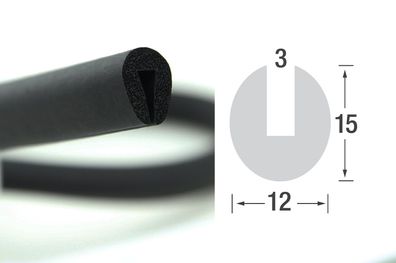 V10 Fassungsprofil EPDM Moosgummi Gummiprofil Gummidichtung Rundschnur mit Schlitz