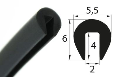 V56 Fassungsprofil Fassungsbereich 2 mm Kantenschutz EPDM Gummiprofil Gummidichtung