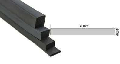VKP3x30 Moosgummi EPDM - Vierkantprofil 3x30 mm Gummiprofil, Profilgummi, Rechteck