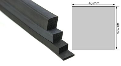 VKP40x40 Moosgummi EPDM - Vierkantprofil 40x40 mm Gummiprofil, Profilgummi, Quadrat