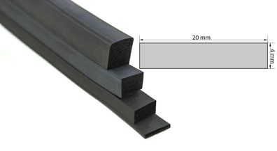 VKP4x20 Moosgummi EPDM - Vierkantprofil 4x20 mm Gummiprofil, Profilgummi