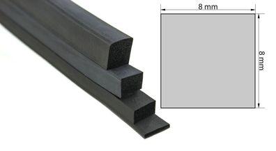 VKP8x8 Moosgummi EPDM - Vierkantprofil 8x8 mm Gummiprofil, Profilgummi
