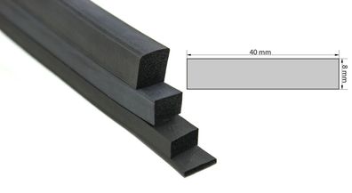 VKP8x40 Moosgummi EPDM - Vierkantprofil 8x40 mm Gummiprofil, Profilgummi, Rechteck