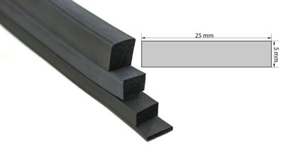 VKP5x25 Moosgummi EPDM - Vierkantprofil 5x25 mm Gummiprofil, Profilgummi