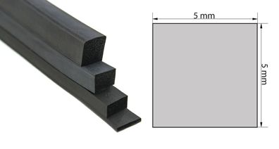 VKP5x5 Moosgummi EPDM - Vierkantprofil 5x5 mm Gummiprofil, Profilgummi, Rechteck