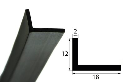 WKP12 Vollgummi EPDM Winkelprofil L - Profil 12x18x2 mm Gummi L-Profil Stoßschutz