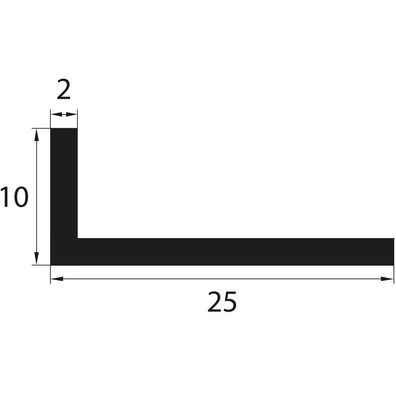 WKP19 Vollgummi EPDM Winkelprofil L - Profil 10x25x2 mm Winkelprofil für Kanten