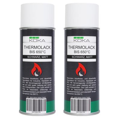 2x Thermolack schwarz matt bis 650 Grad Celsius