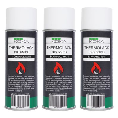 3x Thermolack schwarz matt bis 650 Grad Celsius