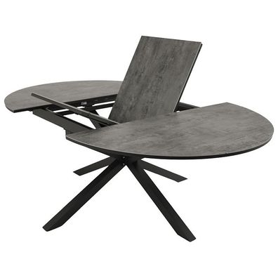 Gartentisch Ausziehtisch rund/oval 140/200x140cm, Alu + ECP anthrazit