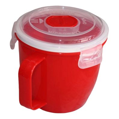4er Mikrowelle Suppenschüssel mit Deckel & Griff 620ml | Essen Brei Nudeltasse