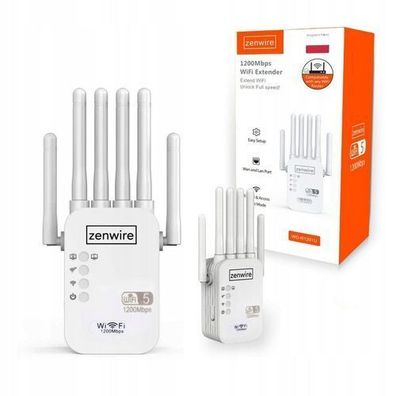 WiFi Repeater Signal Booster 5 Externer Zugangspunkt Zenwire WD-R1201U 1200 Mbps