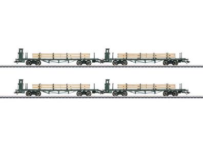 Maerklin 46287 Vier Flachwagen SSml der DRG mit Echthol Spur H0