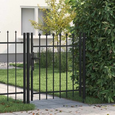 vidaXL Zauntor Einzelflügel mit Speerspitzen Stahl 1 x 1 m Schwarz